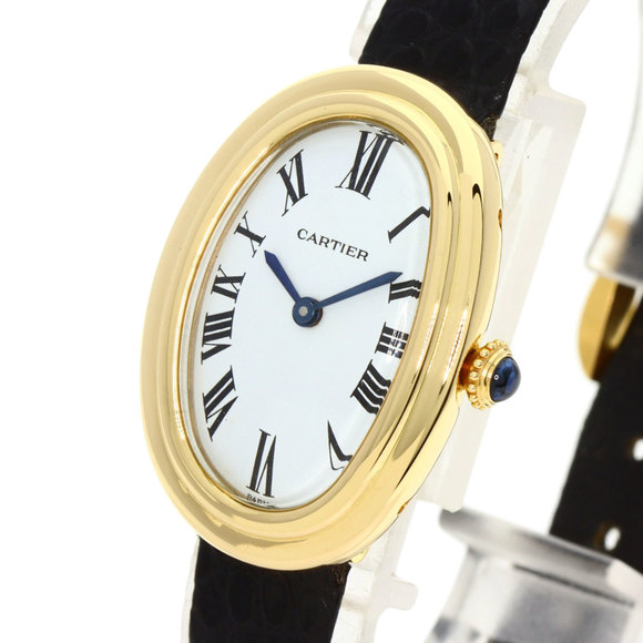 Cartier Baignoire Manufacturer Complete Watch K18 Yellow Gold/Leather Ladies ... - Picture 3 of 10